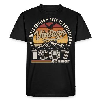 1987 38th Anniversary Gift 1987 Vintage 1987 - Men's Premium Organic T-Shirt - black - Front - Nico (187cm)