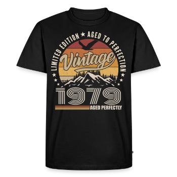 1979 Gift 46th Anniversary 1979 Vintage 1979 - Men's Premium Organic T-Shirt - black - Front - Nico (187cm)