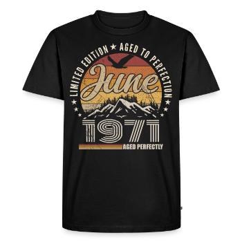 Juin 1971 Cadeau 54e Anniversaire juin 1971 Retro - T-shirt Premium bio Homme - noir - Devant - Nico (187cm)
