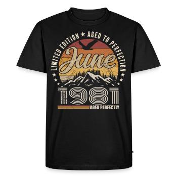 June 1981 44th Anniversary Gift June 1981 Retro - Men's Premium Organic T-Shirt - black - Front - Nico (187cm)