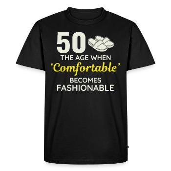 50e anniversaire pantoufles confortables à la mode - T-shirt Premium bio Homme - noir - Devant - Nico (187cm)