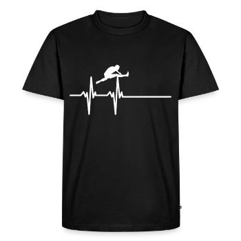 Hurdles Heartbeat Hurdler Pulse Line Track Field - Men's Premium Organic T-Shirt - black - Front - Nico (187cm)