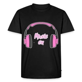 Casque DJ Music on Femme rose - T-shirt Premium bio Homme - noir - Devant - Nico (187cm)