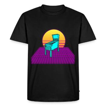 Pinball Machine Retro Vintage Arcade Game Liebhab - Men's Premium Organic T-Shirt - black - Front - Nico (187cm)