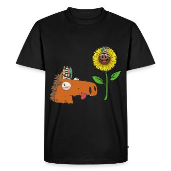 Hippie Cheval Cheval Cheval Tournesol Cavalier - T-shirt Premium bio Homme - noir - Devant - Nico (187cm)