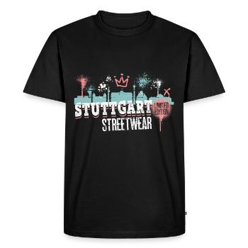 Stuttgart Skyline Ville Allemagne Graffiti Art - T-shirt Premium bio Homme - noir - Devant - Nico (187cm)