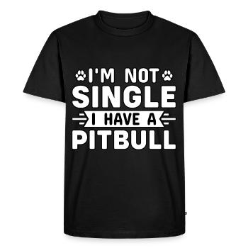 Je ne suis pas célibataire J’ai un pitbull - T-shirt Premium bio Homme - noir - Devant - Nico (187cm)
