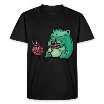 Grenouille tricot à la main - T-shirt Premium bio Homme - noir - Devant - Nico (187cm)