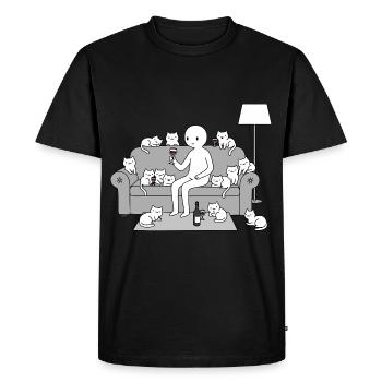Les chats et le vin - T-shirt Premium bio Homme - noir - Devant - Nico (187cm)