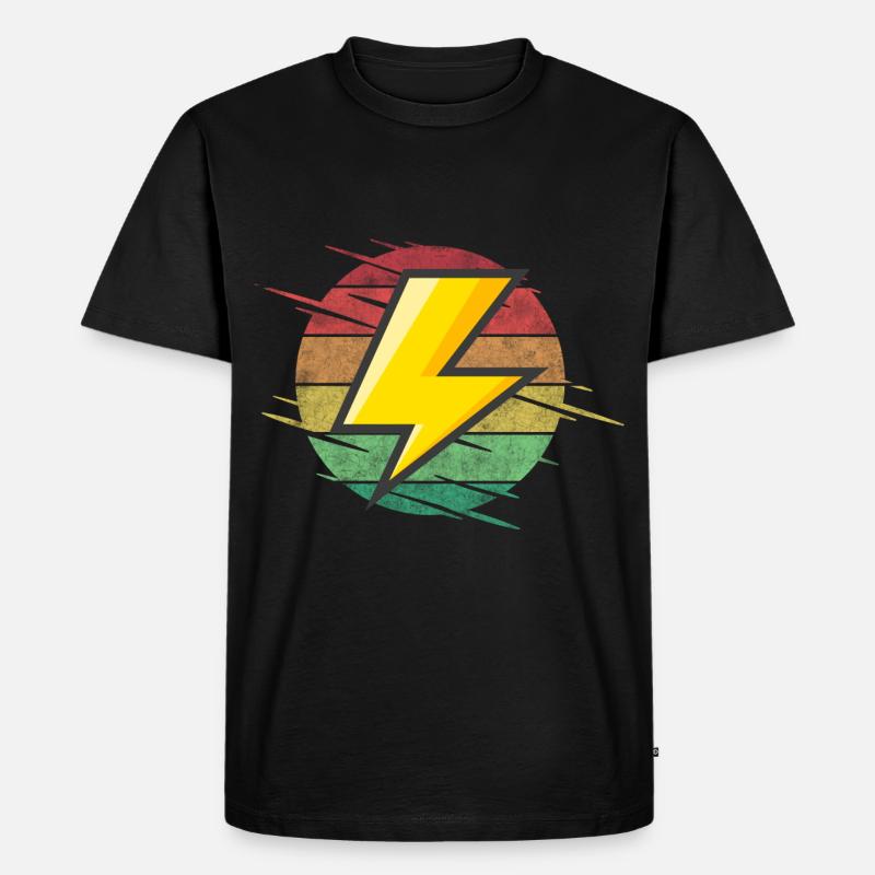 Blitz Stromschlag - Männer Premium Bio T-Shirt - Schwarz