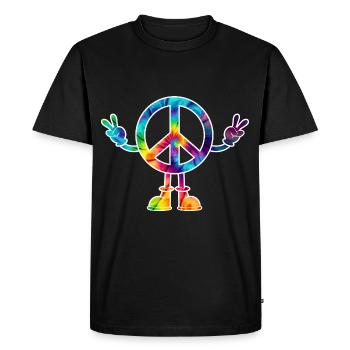 Peacezeichen Friedenszeichen tie dye - Men's Premium Organic T-Shirt - black - Front - Nico (187cm)