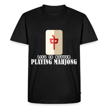 La vie est meilleure Jouer au Mahjong à la retraite - T-shirt Premium bio Homme - noir - Devant - Nico (187cm)