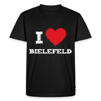 J’aime ma ville Bielefeld - T-shirt Premium bio Homme - noir - Devant - Nico (187cm)