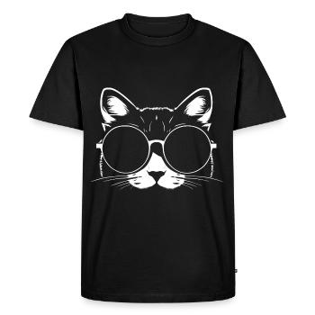 Funny Cat with Sunglasses Kitten Sunglas Cats - Men's Premium Organic T-Shirt - black - Front - Nico (187cm)