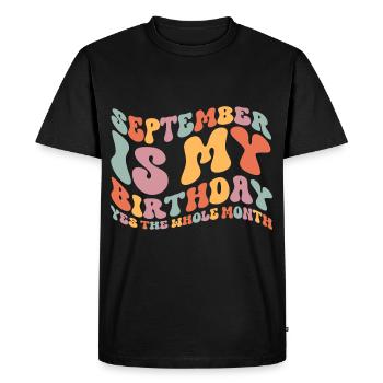 Septembre Anniversaire - T-shirt Premium bio Homme - noir - Devant - Nico (187cm)