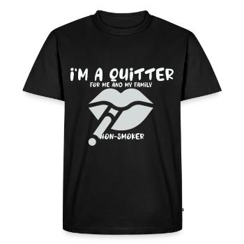 I am a quitter For me and my family Ni - Men's Premium Organic T-Shirt - black - Front - Nico (187cm)