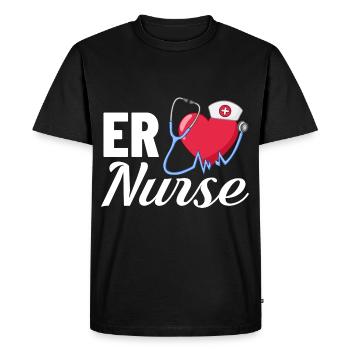 Infirmière d’urgence Premiers soins - T-shirt Premium bio Homme - noir - Devant - Nico (187cm)