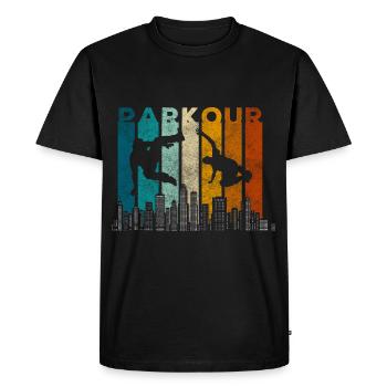 Parkour Running Courage Backflip - Men's Premium Organic T-Shirt - black - Front - Nico (187cm)