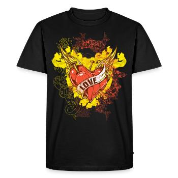 amour coeur ailes valentines idée cadeau - T-shirt Premium bio Homme - noir - Devant - Nico (187cm)