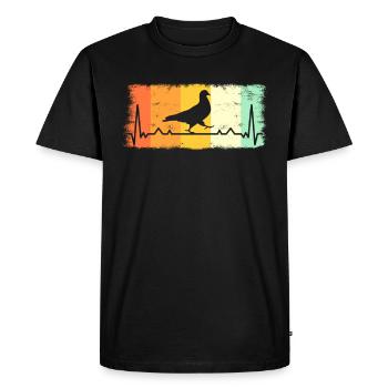 Éleveur de pigeons-pigeons pigeons ECG Battements de cœur - T-shirt Premium bio Homme - noir - Devant - Nico (187cm)