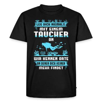 Tauchen Taucherin Taucher Spruch Geschenkidee - Männer Premium Bio T-Shirt - Schwarz - Vorne - Nico (187cm)