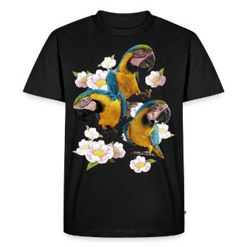 L’ara bleu et jaune - T-shirt Premium bio Homme - noir - Devant - Nico (187cm)
