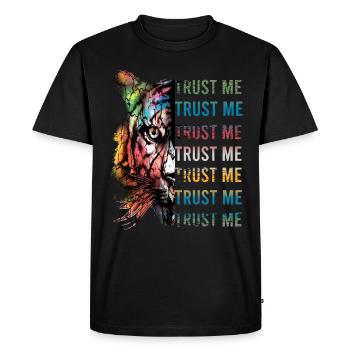 Tiger Aquarelle Peinture Chemise Trust Me Design - T-shirt Premium bio Homme - noir - Devant - Nico (187cm)