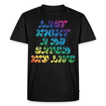 Hier soir, un DJ m’a sauvé la vie - T-shirt Premium bio Homme - noir - Devant - Nico (187cm)