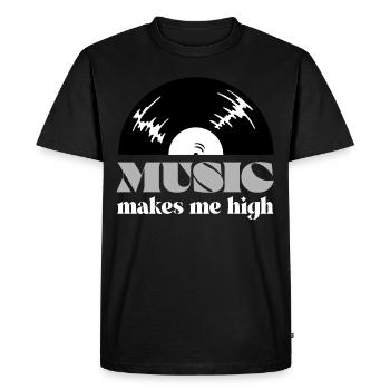 Music makes me high Music Gift - Men's Premium Organic T-Shirt - black - Front - Nico (187cm)