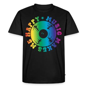 Music makes me happy Vinyl - Men's Premium Organic T-Shirt - black - Front - Nico (187cm)