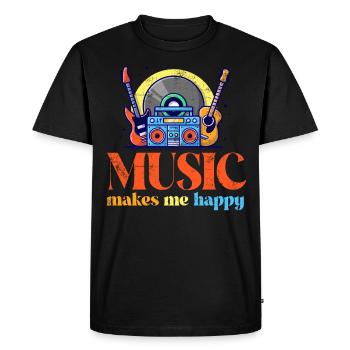 Music makes me happy - Men's Premium Organic T-Shirt - black - Front - Nico (187cm)