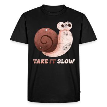 Take it Slow funny saying - Men's Premium Organic T-Shirt - black - Front - Nico (187cm)