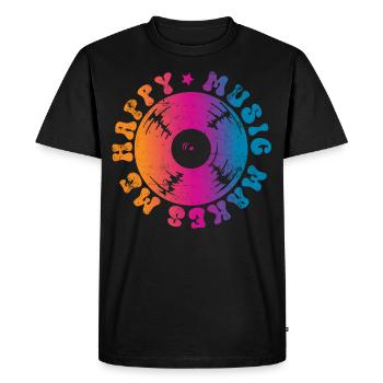 Music makes me happy Music gift - Men's Premium Organic T-Shirt - black - Front - Nico (187cm)