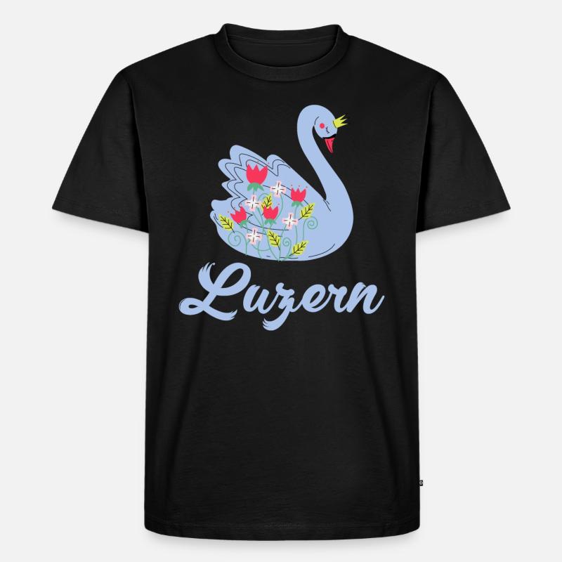 Luzern Schwan - Männer Premium Bio T-Shirt - Schwarz