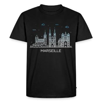 Horizon de Marseille - T-shirt Premium bio Homme - noir - Devant - Nico (187cm)