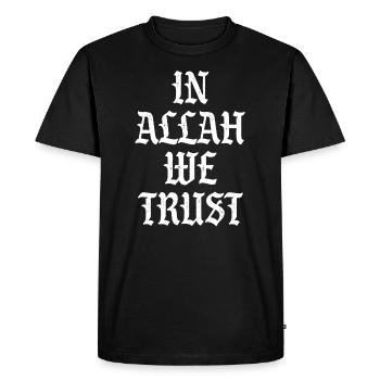 En Allah, nous avons confiance - T-shirt Premium bio Homme - noir - Devant - Nico (187cm)