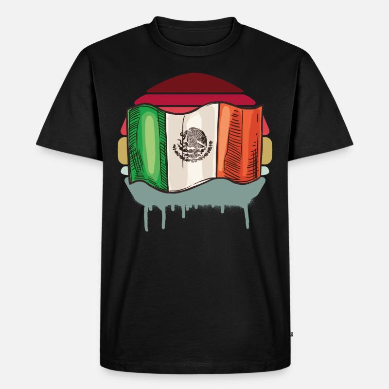 Mexico Retro Flagge - Männer Premium Bio T-Shirt - Schwarz