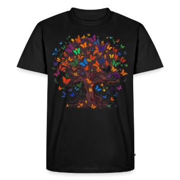 Butterfly Tree Colorful Butterflies Flies - Men's Premium Organic T-Shirt - black - Front - Nico (187cm)