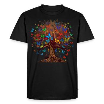 Butterfly Tree Colorful Butterflies Flies - Men's Premium Organic T-Shirt - black - Front - Nico (187cm)