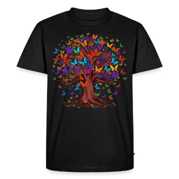 Butterfly Tree Colorful Butterflies Flies - Men's Premium Organic T-Shirt - black - Front - Nico (187cm)