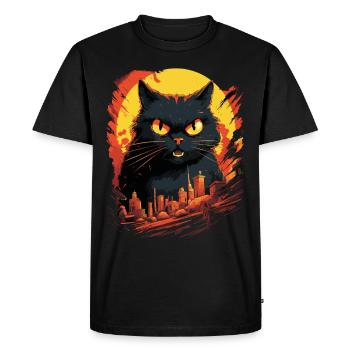 Le chat détruit la grande ville en colère maléfique Art moderne - T-shirt Premium bio Homme - noir - Devant - Nico (187cm)