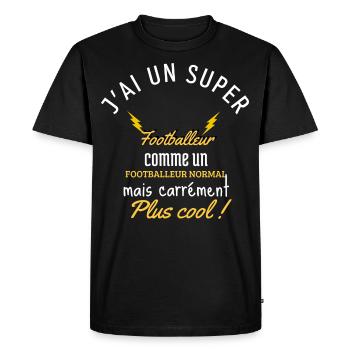 Footballeuse je suis une super Footballeuse - T-shirt Premium bio Homme - noir - Devant - Nico (187cm)