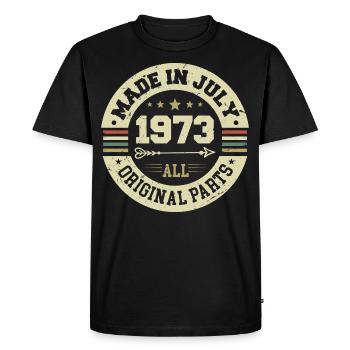 Juillet 1973 Cadeau d'anniversaire 1973 que j'ai fait en juillet - T-shirt Premium bio Homme - noir - Devant - Nico (187cm)