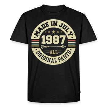 Juillet 1987 Cadeau d’anniversaire 1987 I Made in July - T-shirt Premium bio Homme - noir - Devant - Nico (187cm)