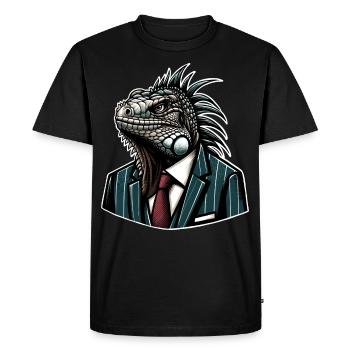 Iguane en costume - T-shirt Premium bio Homme - noir - Devant - Nico (187cm)