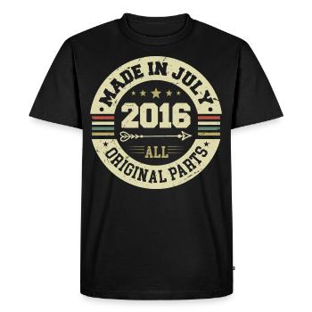 Juillet 2016 Cadeau d’anniversaire 2016 I Made in July - T-shirt Premium bio Homme - noir - Devant - Nico (187cm)