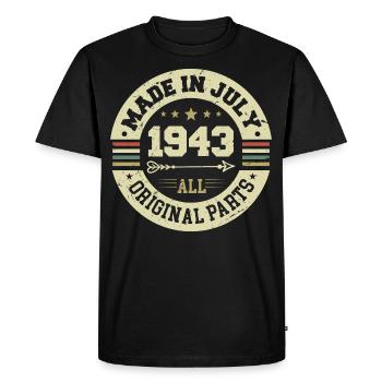 Juillet 1943 Cadeau d’anniversaire 1943 I Made in July - T-shirt Premium bio Homme - noir - Devant - Nico (187cm)