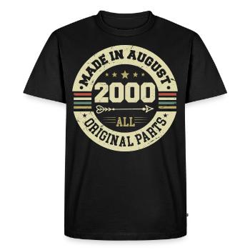 August 2000 Birthday Gift August 2000 August - Men's Premium Organic T-Shirt - black - Front - Nico (187cm)
