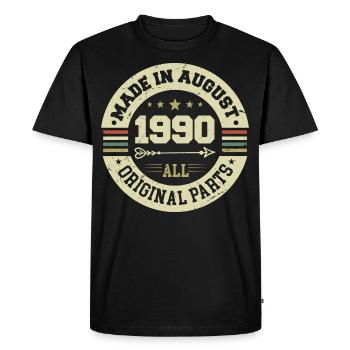 Août 1990 Cadeau d’anniversaire Août 1990 Août - T-shirt Premium bio Homme - noir - Devant - Nico (187cm)
