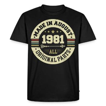 Août 1981 Cadeau d’anniversaire Août 1981 Août - T-shirt Premium bio Homme - noir - Devant - Nico (187cm)
